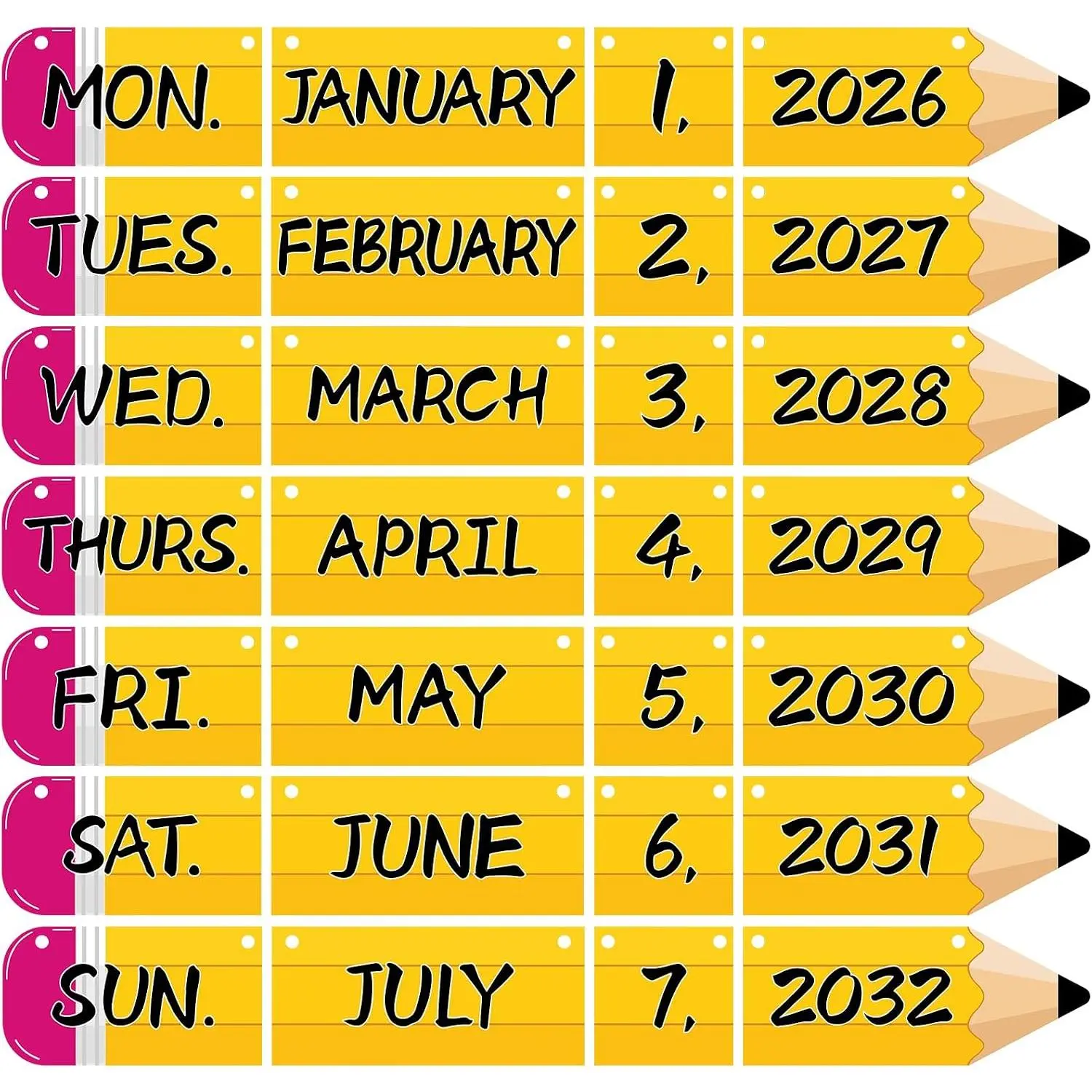 Pencil Flip Calendar Bulletin Board Set for Classroom Decorations,Classroom Calendar Flip Chart With 57 Date Cards for   to School Classroom Decoration Teacher Supplies