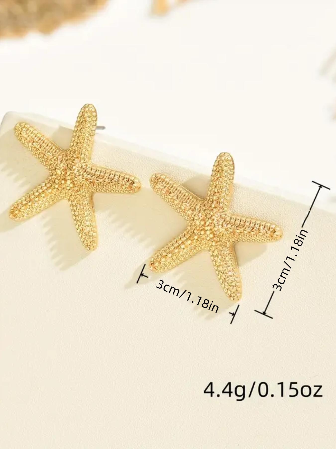 Starfish Design Stud Earrings, Statement Earrings, Fashionable Jewelry for Women & Girls, Trendy All-match & Exquisite Jewelry for Birthday Gift