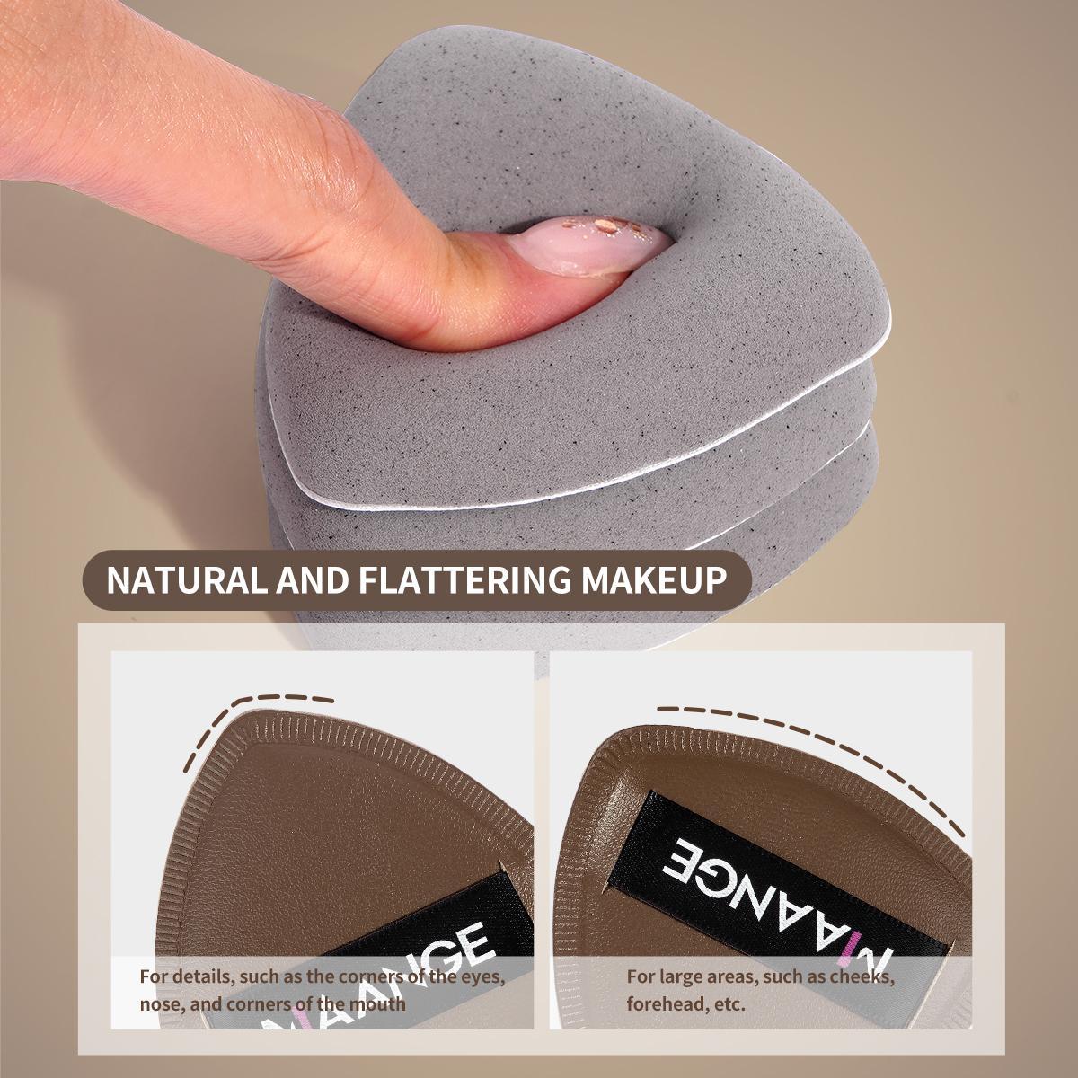 MAANGE 4pcs Bamboo Charcoal Marshmallow Air Cushion Puff with Storage Box, Powder Puff for Loose Powder, Face Makeup Sponge Soft Velour Triangle Powder Puffs Beauty Sponge, Cosmetics