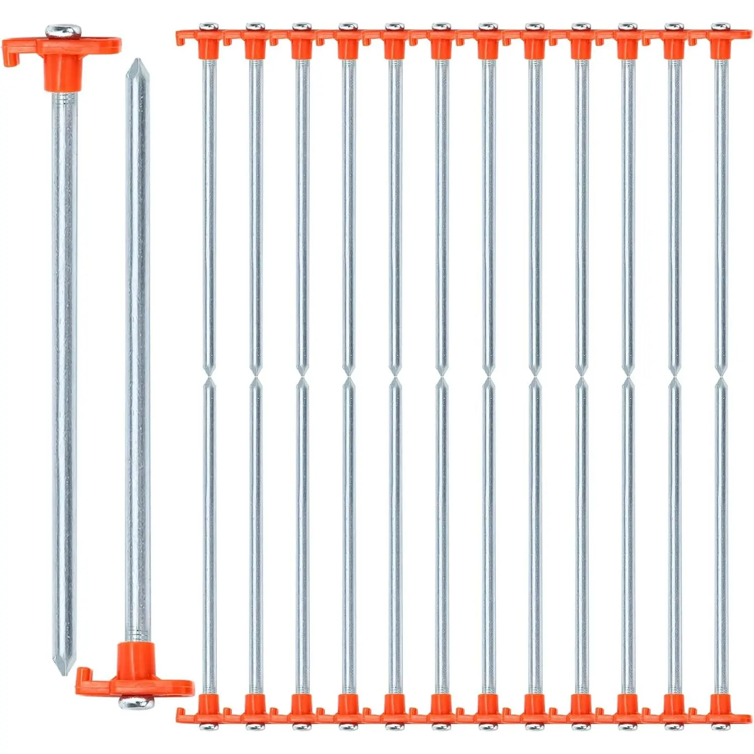 20 Pack Tent Stake Heavy Duty, 10 Inch Non-Rust Metal Tent Pegs Ground Yard Stake Tent Spikes for Camping Patio, Garden, Canopies, Grassland, Outdoor, Hiking, Orange