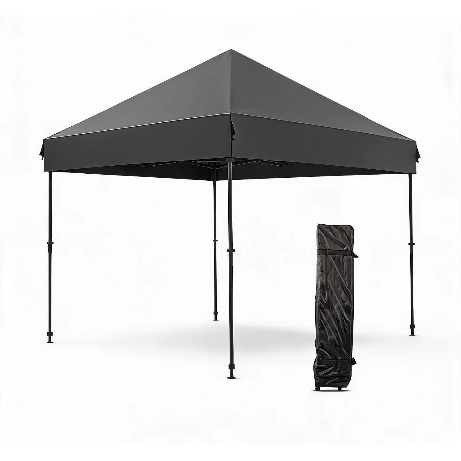 10x10 ft Pop Up Canopy Tent - Portable Outdoor Canopy with Roller Bag, 3 Adjustable Height, Easy Up Sun Shade Shelter with 4 Sand Bags, 8 Stakes & 4 Guy Ropes, for Patio Garden Yard