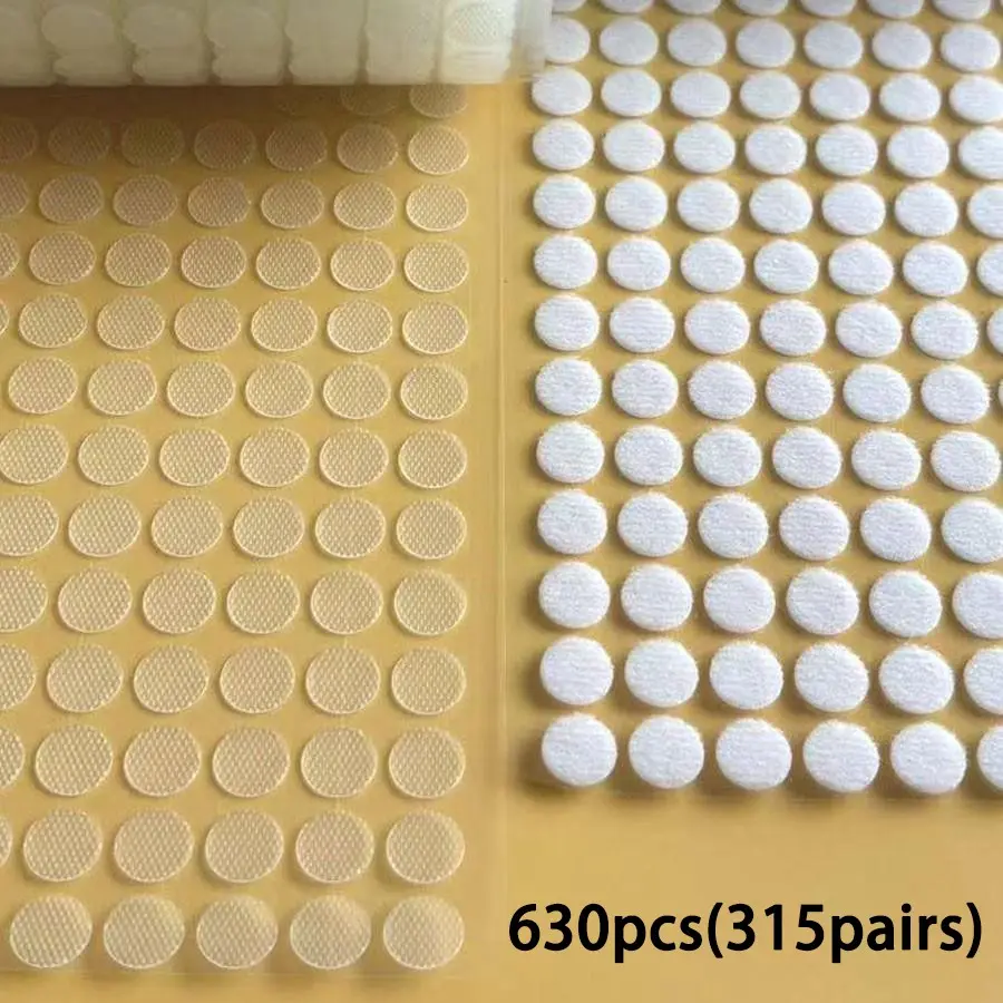 630pcs Self-Adhesive Velcro Pairs, Nylon Hook & Loop Tape for Home Office Classroom Storage, Simple Design, Strong Adhesive, No Drilling