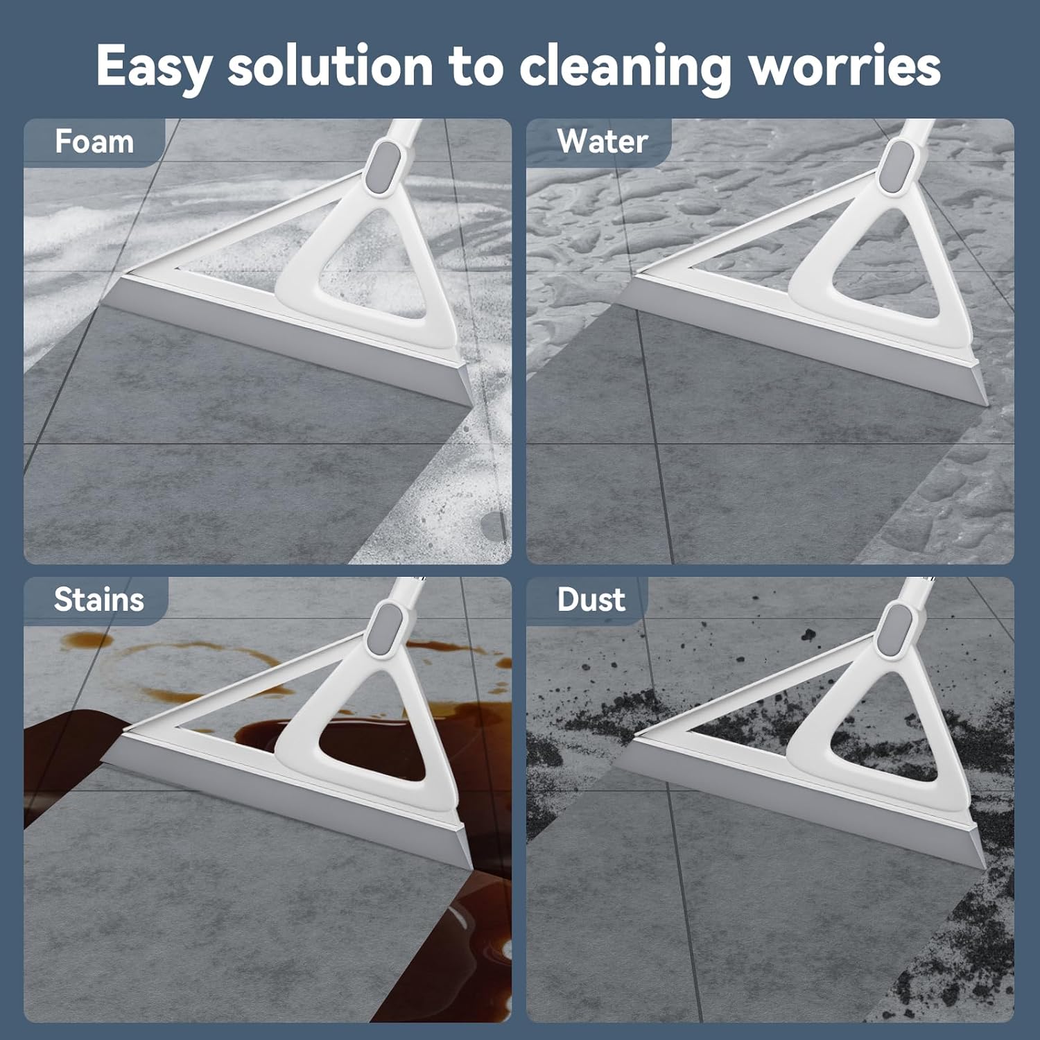 Multifunction Magic Broom,  Broom for Floor, Rubber  Broom for Floor Cleaning, Magic Broom Sweeper for Living Room, Kitchen, Bathroom-Easy Dry The Glass (Grey, 54 INCH)