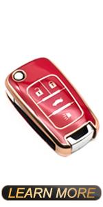 Key Fob Cover Compatible with Chevy Chevrolet Equinox Camaro Cruze Malibu Sonic Volt Spark Impala Buick Encore Allure TPU Remote Keyless Key Fob Case Protection Shell Accessories, Black