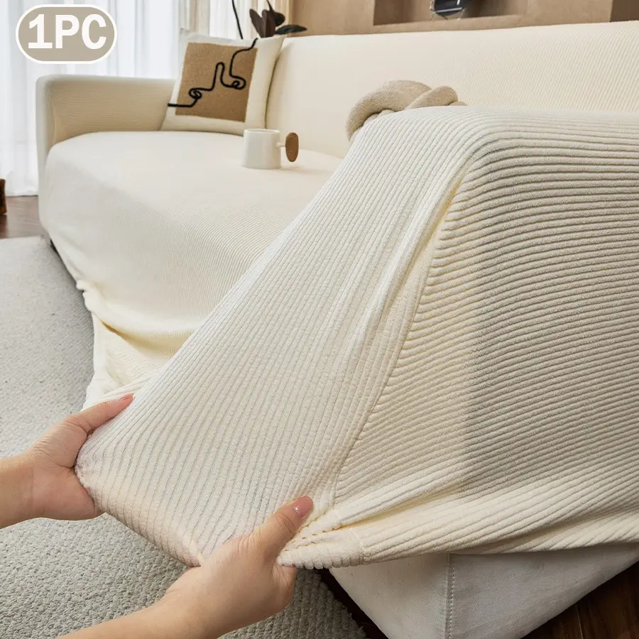 Elastic Knit Sofa Cover, Full Wrap Protective Couch Slipcover, Durable Pet-Proof Furniture Protector, Universal Fit, Washable Couch Cover