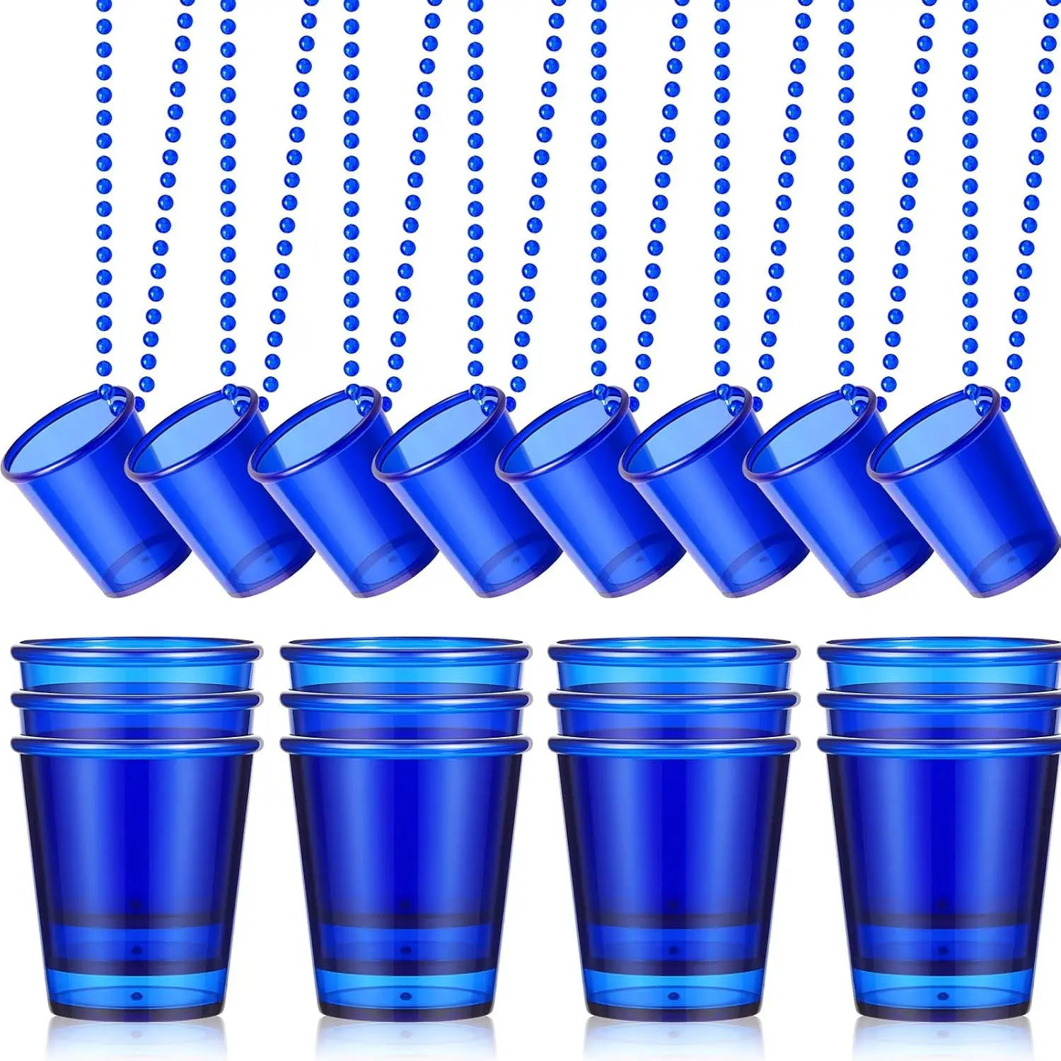 24 Pieces Shot Glass on Beaded Necklace Plastic Shot Cup Necklace Bachelorette Party Team Men and Women Supplies