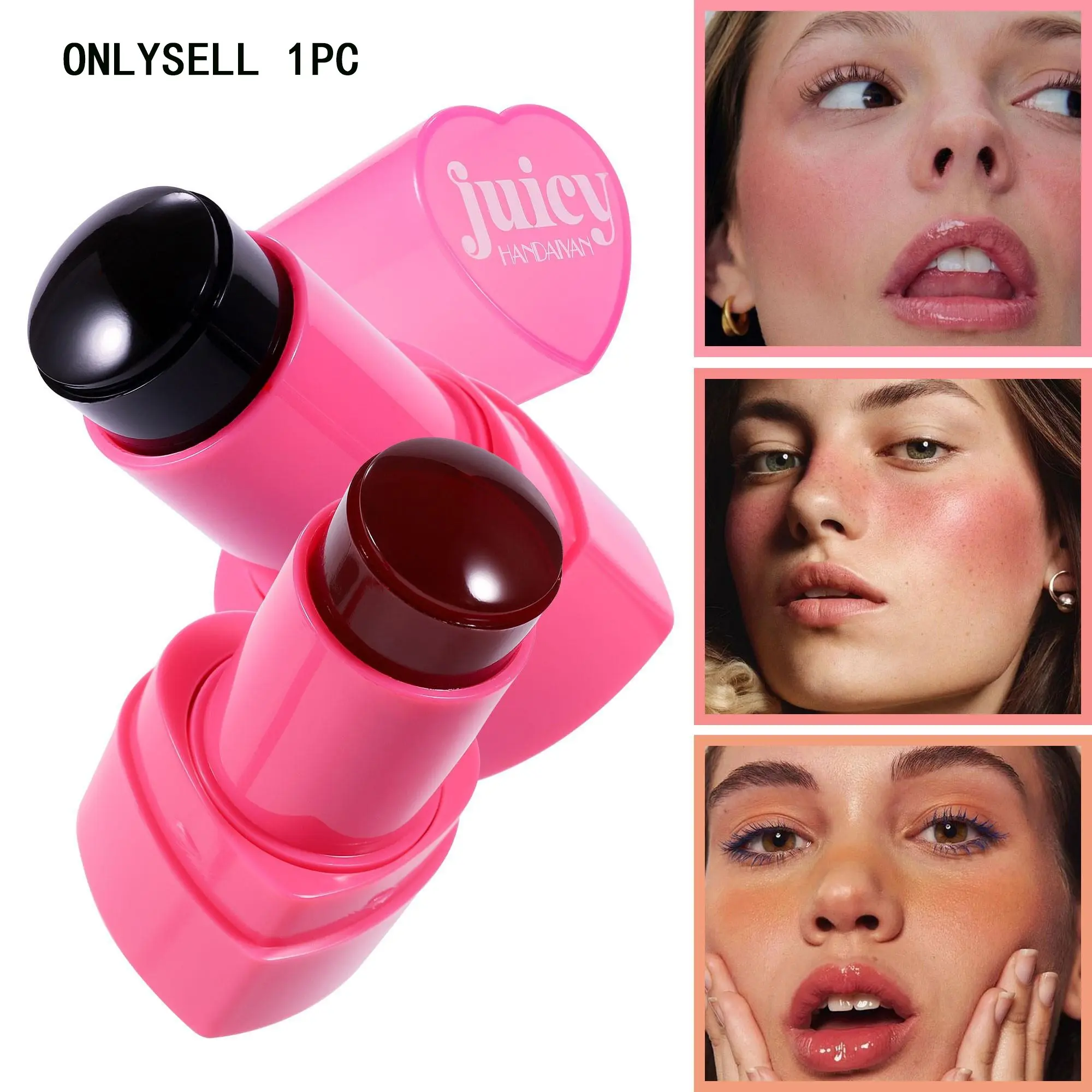 Jelly Blush Stick, Three-In-One Makeup Tool, Everyday Versatile Makeup, Lip Cheek, Moisturizing, Hydrating and Brightening, Natural Look, Ideal for Daily Use, Lipstick and Eyeshadow Functionality, Lip Cheek Tint