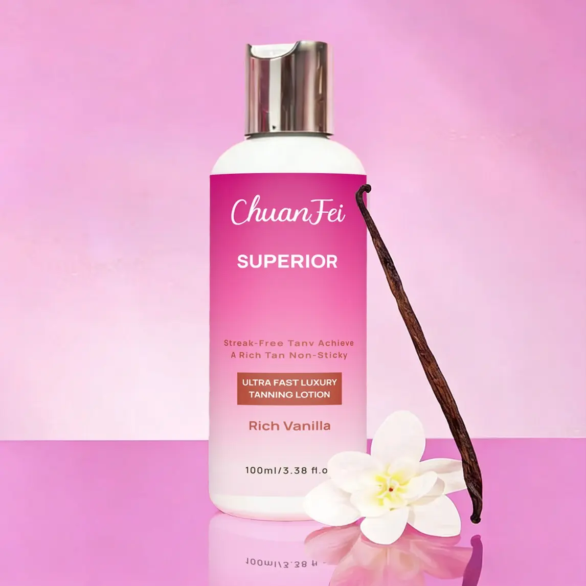 Vanilla Scented Tan Lotion, Body Care Cream, Moisturizing Body Brightener, Non-Sticky Formula, Gentle on Skin, Ideal for Sensitivity, Achieve European Bronze Tone