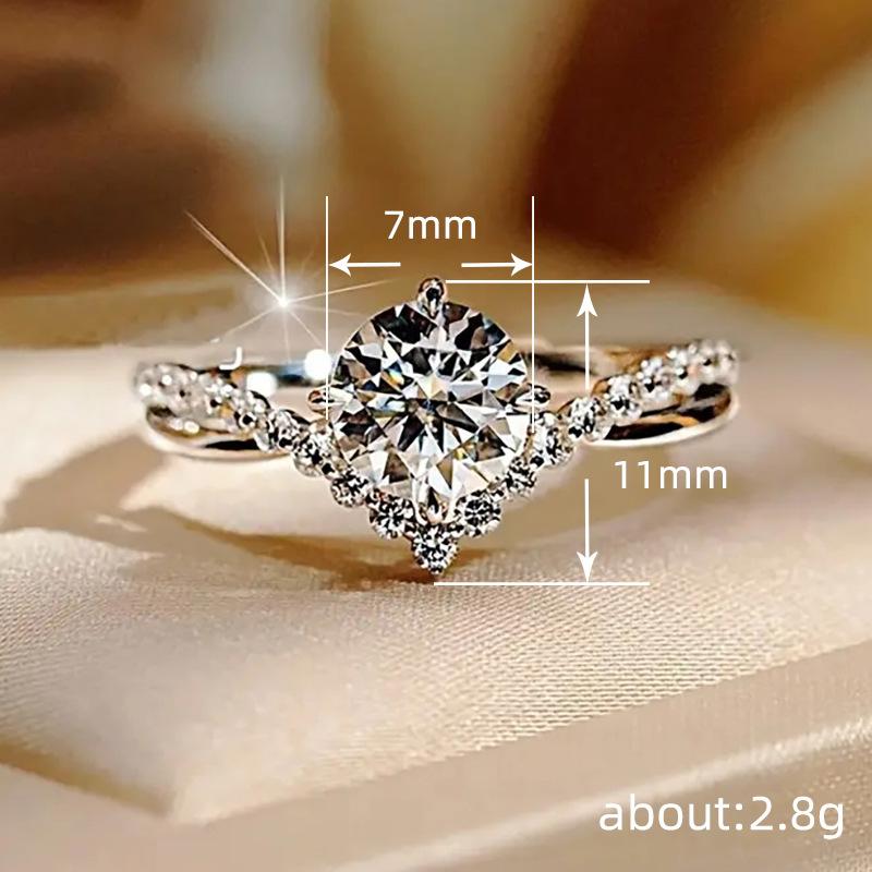 4-Prong V-Band Twisted CZ Engagement Ring | Luxury Gold Plated Wedding Band for Women