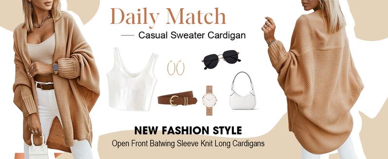 Oversized Cardigans for Women Fall 2025 Trendy Open Front Batwing Sleeve Long Cardigan Sweaters