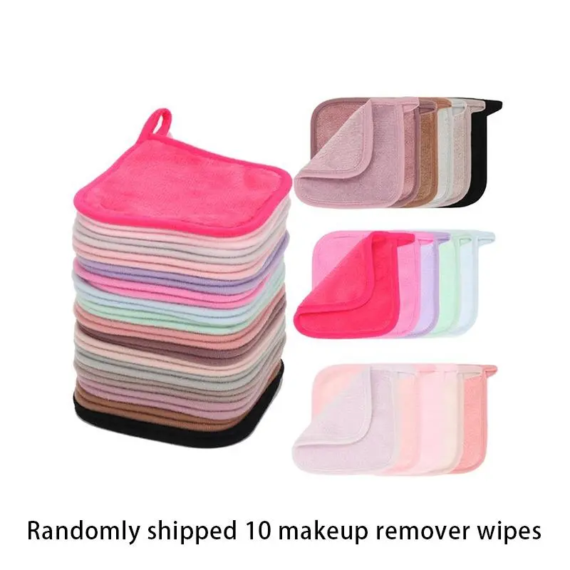 10 Pack Reusable Makeup Remover Wipes Soft Microfiber Facial Cleansing Cloths Washable Eco Friendly Makeup Eraser Pads