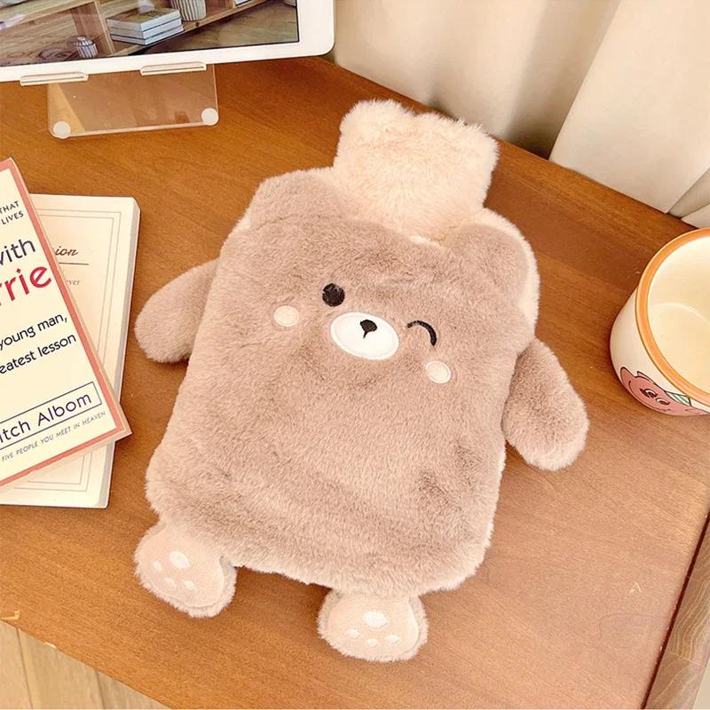 Kawaii Insulation Hot Water Bottle Plush Rubber Hand and Foot Belly Warmer Explosion-proof Hot Water Bag for Women Period Cute