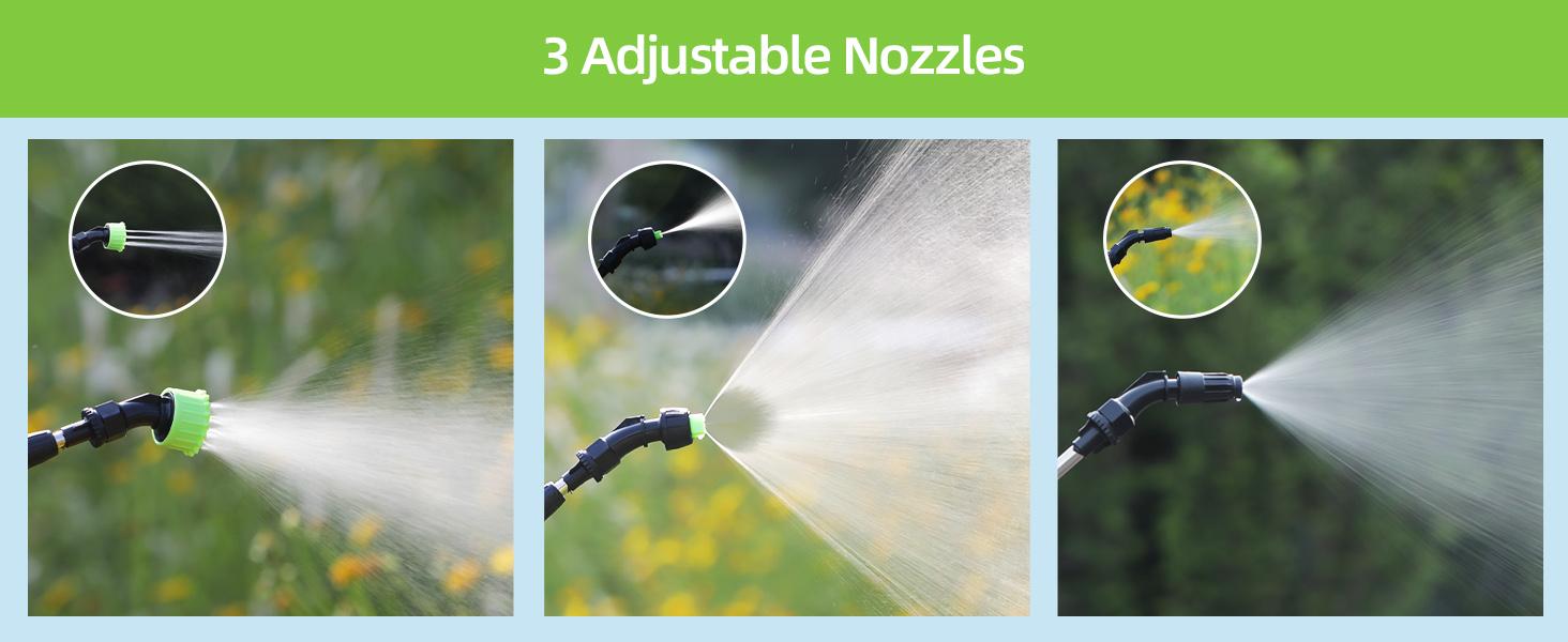 Battery Powered Sprayer Wand, Sprayer 24.5" Telescopic Wand with 20 FT Hose, 7.2V Voltage 3 Nozzles, USB-C Spray for Lawn and