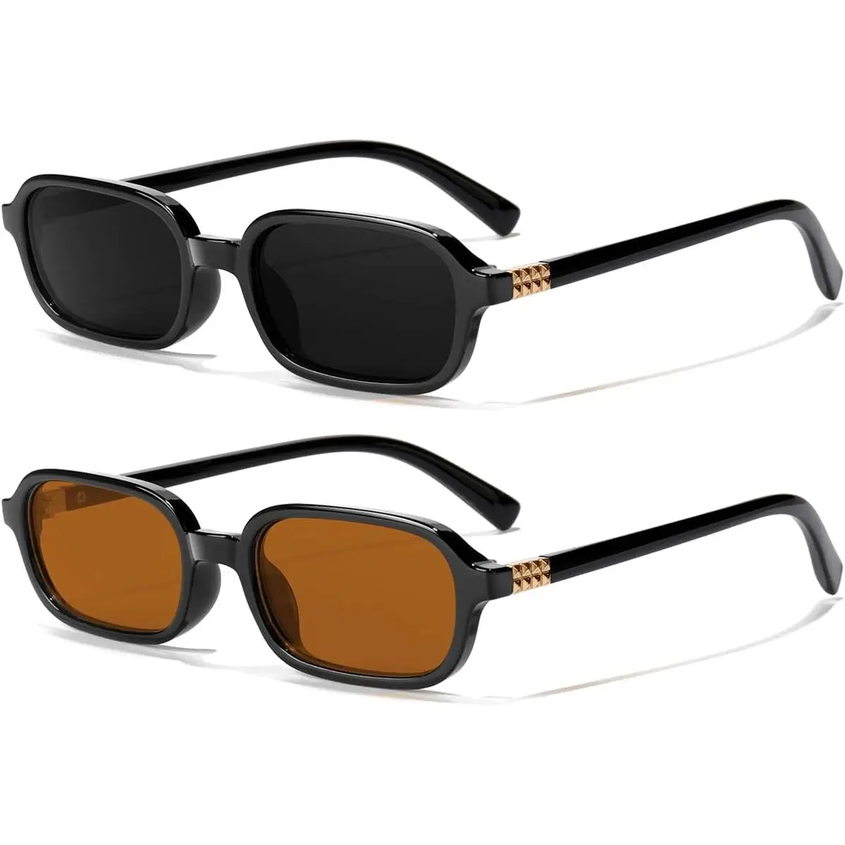 Rectangle Retro Sunglasses for Women Men Trendy Small Square Frame 90s Style Sunnies