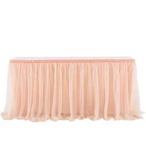 Wrinkle-Free Spandex Table Cover with Tutu Tulle Skirt - Classic European Polyester Stretch Cloth for Multi-Size Rectangle Tables, Party Decoration Supplies Ideal for Birthday Party, Wedding Banquet