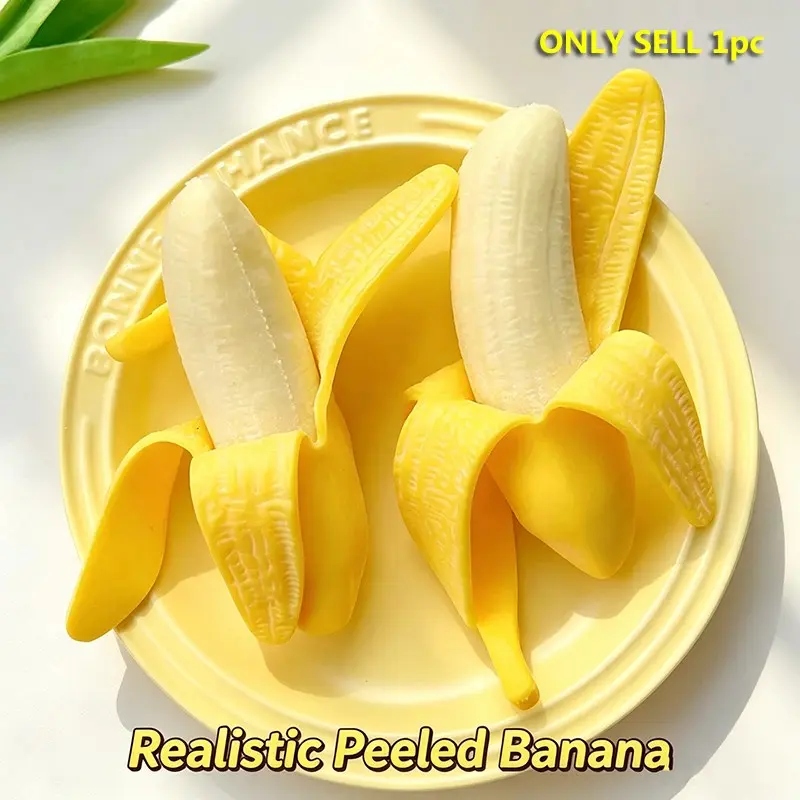 Peelable Banana Stress Relief Toy, Prank Backdrop Rebound Toy, Work Pressure Reduction, Realistic Fruit Slow Rebound Toy, Squishy Banana