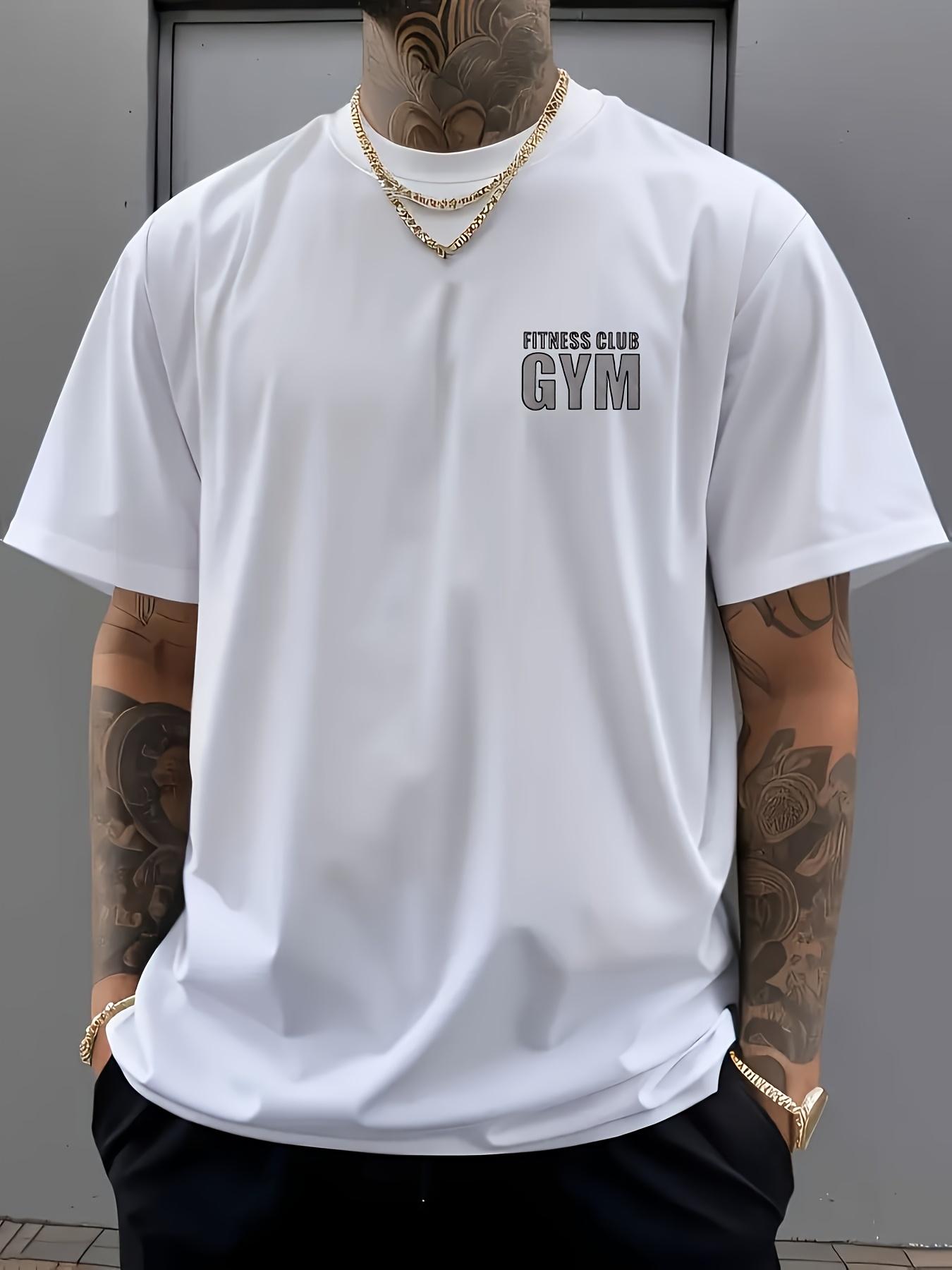 Fitness Club Gym Barbell Bodybuilding Graphic T-Shirt 100% Cotton Menswear Top for Gym Workout Streetwear