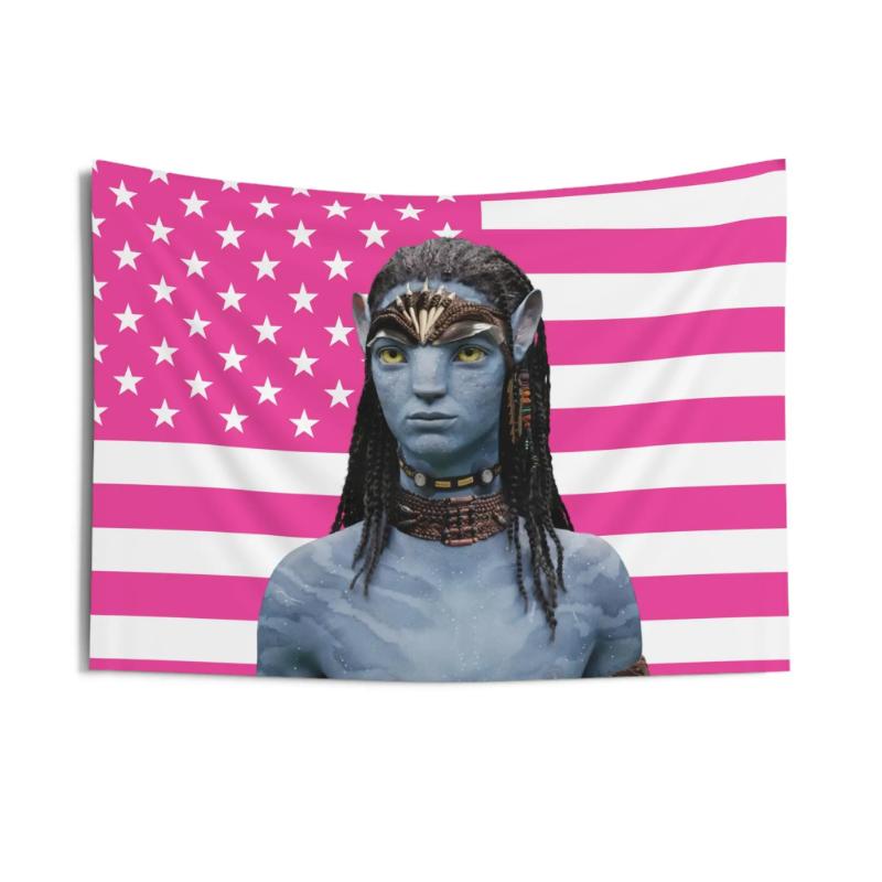 Neteyam Tapestries, Neteyam Pink Flag, Neteyam Avatar Indoor Wall Tapestries