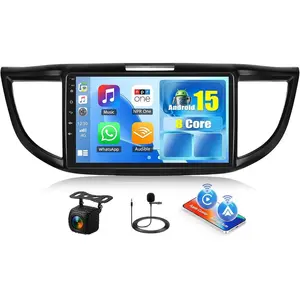2+64G Android 15 Car Stereo for Honda CRV 2012-2016 Upgrade Radio Wireless CarPlay Android Auto 9'' 2.5D Touchscreen GPS Navigation Bluetooth Mirror Link FM/RDS EQ SWC AHD Backup Camera Mic