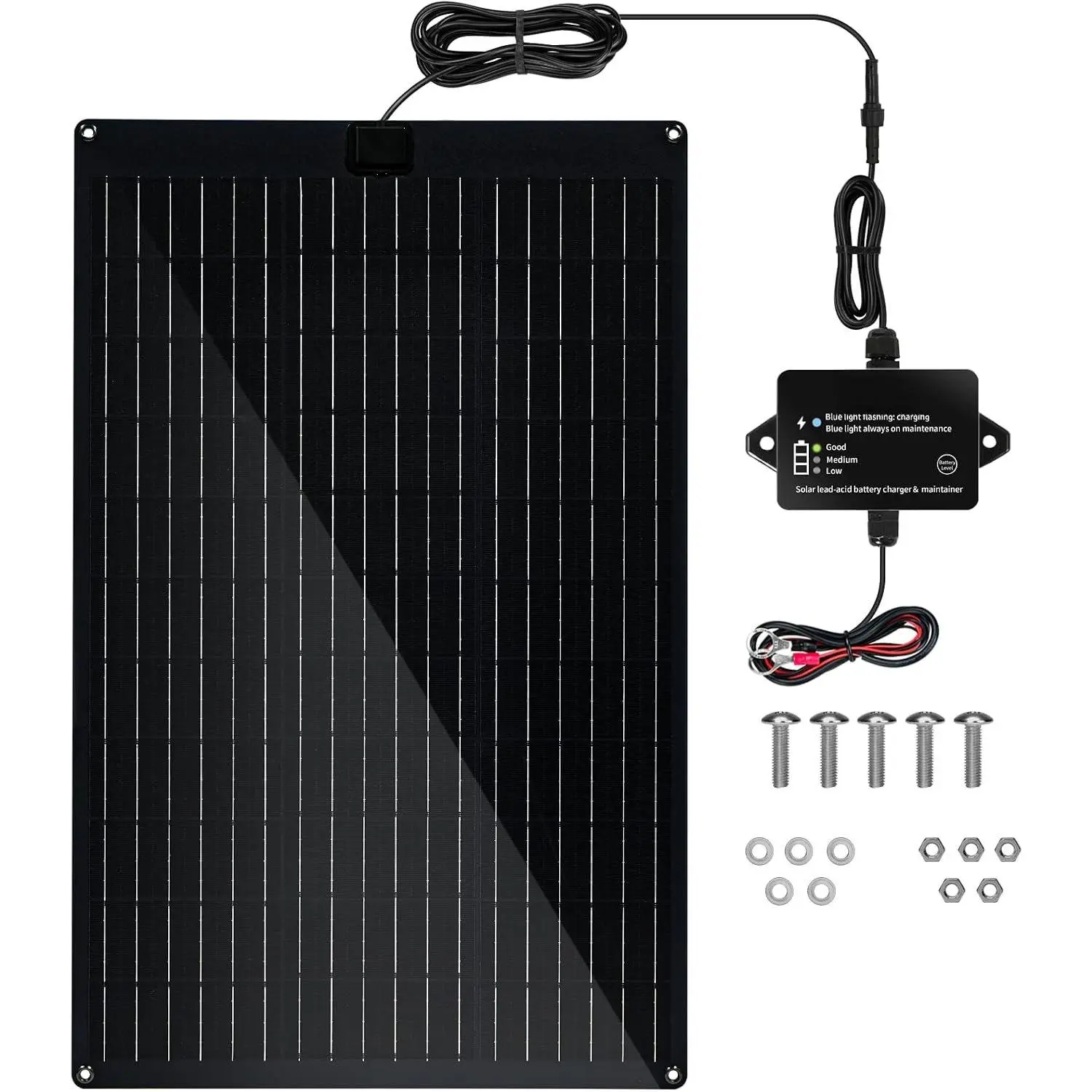 32W Solar  Charger,  MPPT Solar  Maintainer & Solar Trickle Charger Kit with 32W High-Efficiency Solar Panel, Pulse Repair Solar  Charger