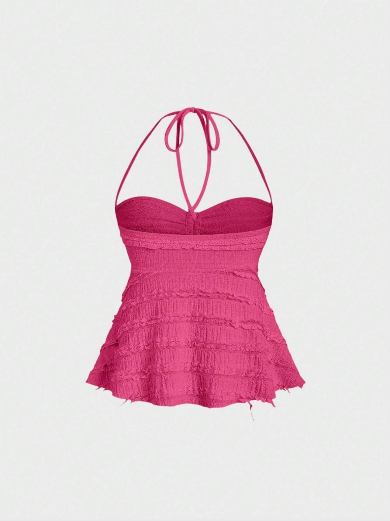 Women's Plain Drawstring Cami Top, Boho Sleeveless Casual Top for Summer, Ladies Clothes for Beach Holiday, Womenswear