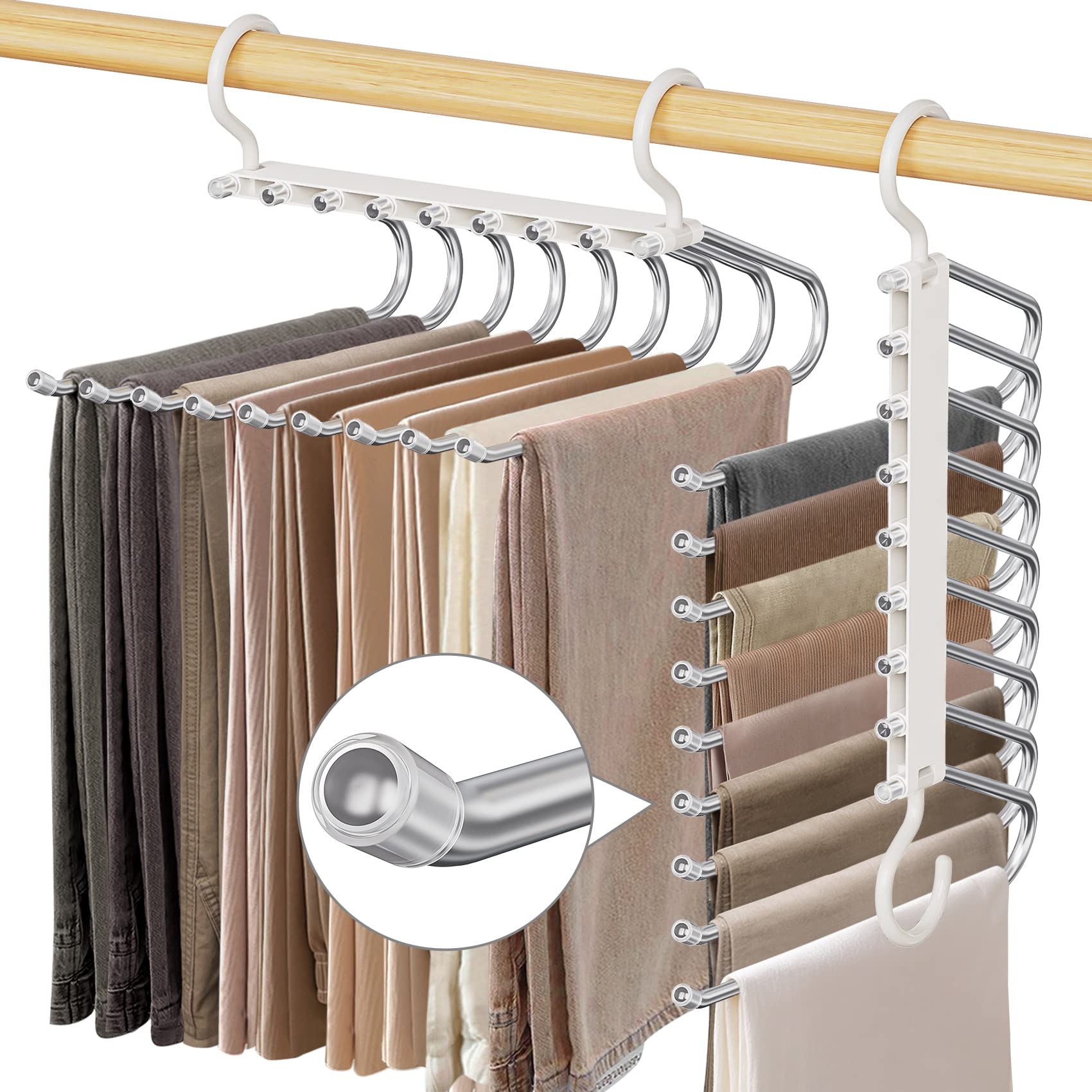 9-layer Pants Hanger, Space Saving Pant Hanger Organizer, Multifunctional Pants Organizing Rack, Closet Organizer for Pants Jeans Leggings Trousers, Pants Holder