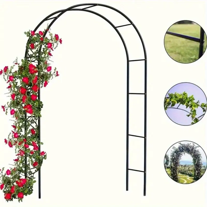 Metal Garden Arch Trellis 1 Pack, Dual Assembly Design, Sturdy Rose Vine Climbing Frame, For Backyard Lawn Patio Wedding Party Decor, Easy Install Space Saving Outdoor Flower Support, Garden Trellises, Garden Trellis For Climbing Plants