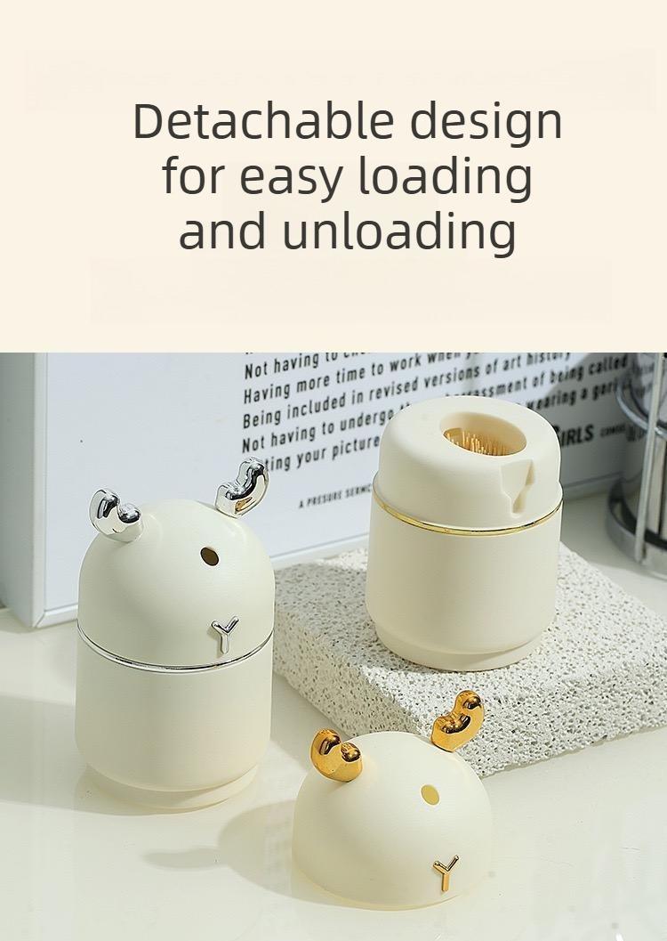 2PCS High-quality, stylish toothpick holder for home use, featuring a delicate and creative cream-colored deer design.