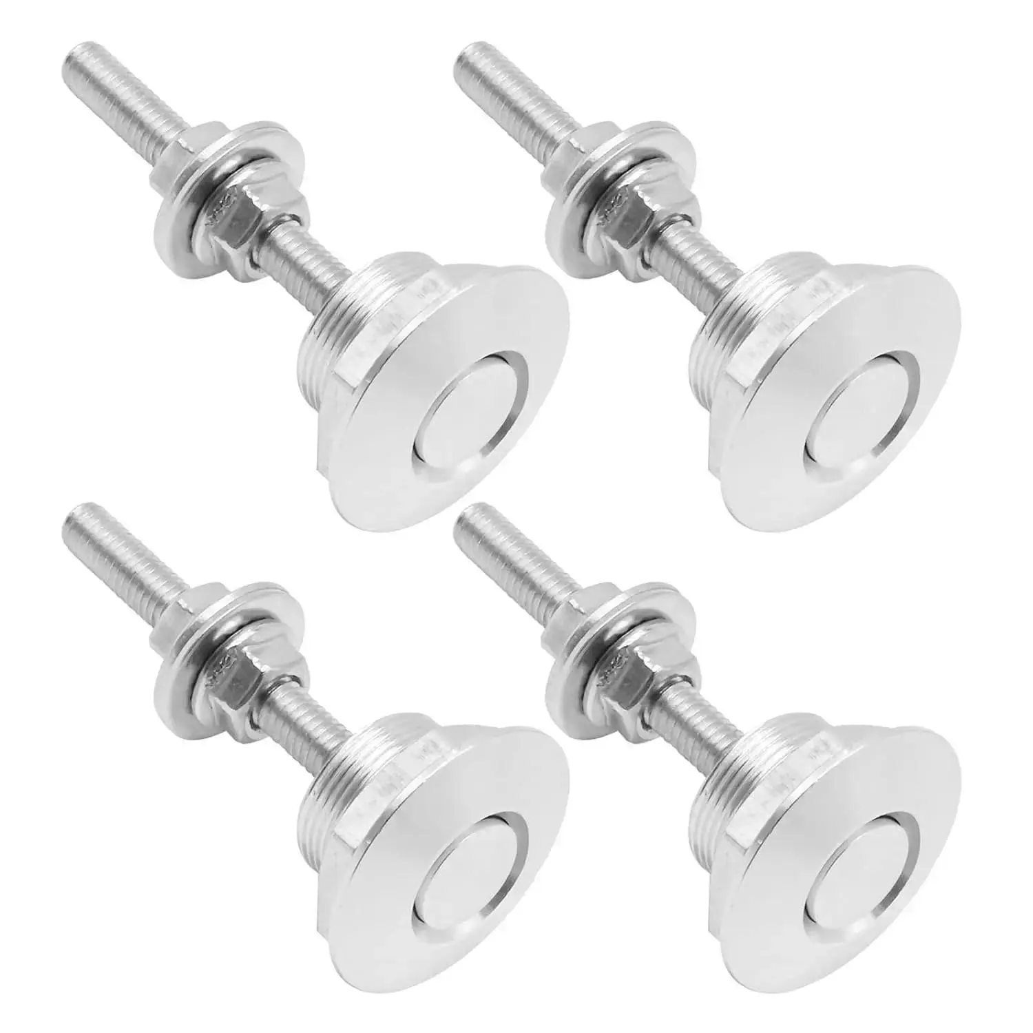 4Pcs Universal Fit Automotive Metal Quick-Release Lock Latches - 1.25-in Diameter Silver, Lightweight, Anti-Aging, Easy to Use, High-Temperature Tolerant Fasteners for Car Bumper, Hood, Furniture