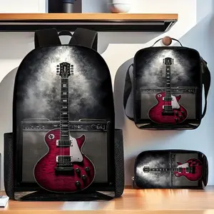 The Rock Guitar Backpack Features Adjustable Straps, a Interior, a Zippered Closure, And Is Hand Washable. It Includes Decorative Appliques And Prints, Making It Ideal for Travel. This Backpack Makes an Excellent Present for Friends And Family