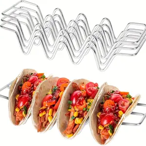 Stainless Steel Taco Holders Set, Taco Shell Holder Stand, Holds 4 Tacos Each, Oven Safe, Dishwasher & Grill Safe, Taco Bar Gifts