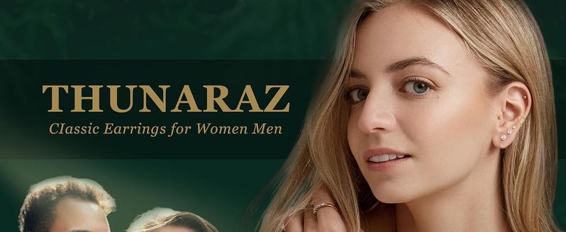 THUNARAZ 36 Pcs Tiny Piercing Flat Back Stud Earrings for Women Stainless Steel Hypoallergenic Cartilage Earrings Cubic Zirconia Tiny Ball Earrings Hoops Conch Helix Cartilage Jewelry for Daily Outings Summer Beach Vocation Christmas Gift