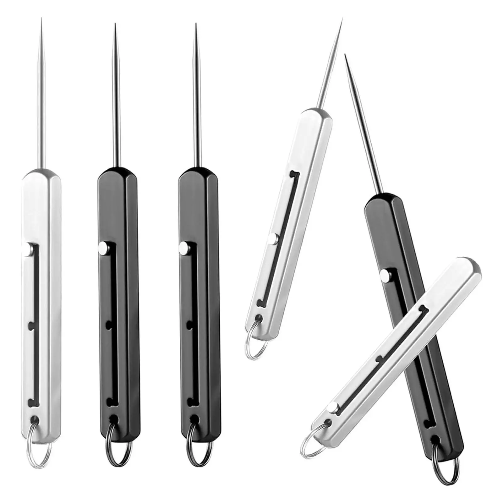 6 Pieces Portable Titanium Toothpicks with Holder for Outdoor Picnic and CampingGift