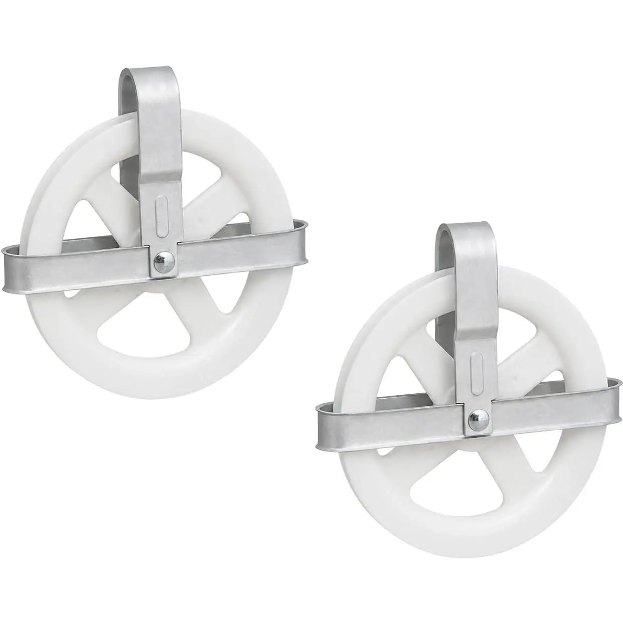 2 Pack 5 Inch Clothesline Pulley, Outdoor Laundry Line Wheel with Aluminum Axle, Deep Groove, Weather Resistant Rustproof