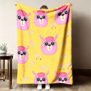 2026 New Arrivals 1pc Cute Alpaca Pattern Digital Print Blanket, Suitable for Sofa, Bed, Office Nap Blanket, Outdoor Camping And Travel Throw, Extra Large Soft Comfortable Blanket Tearresistant