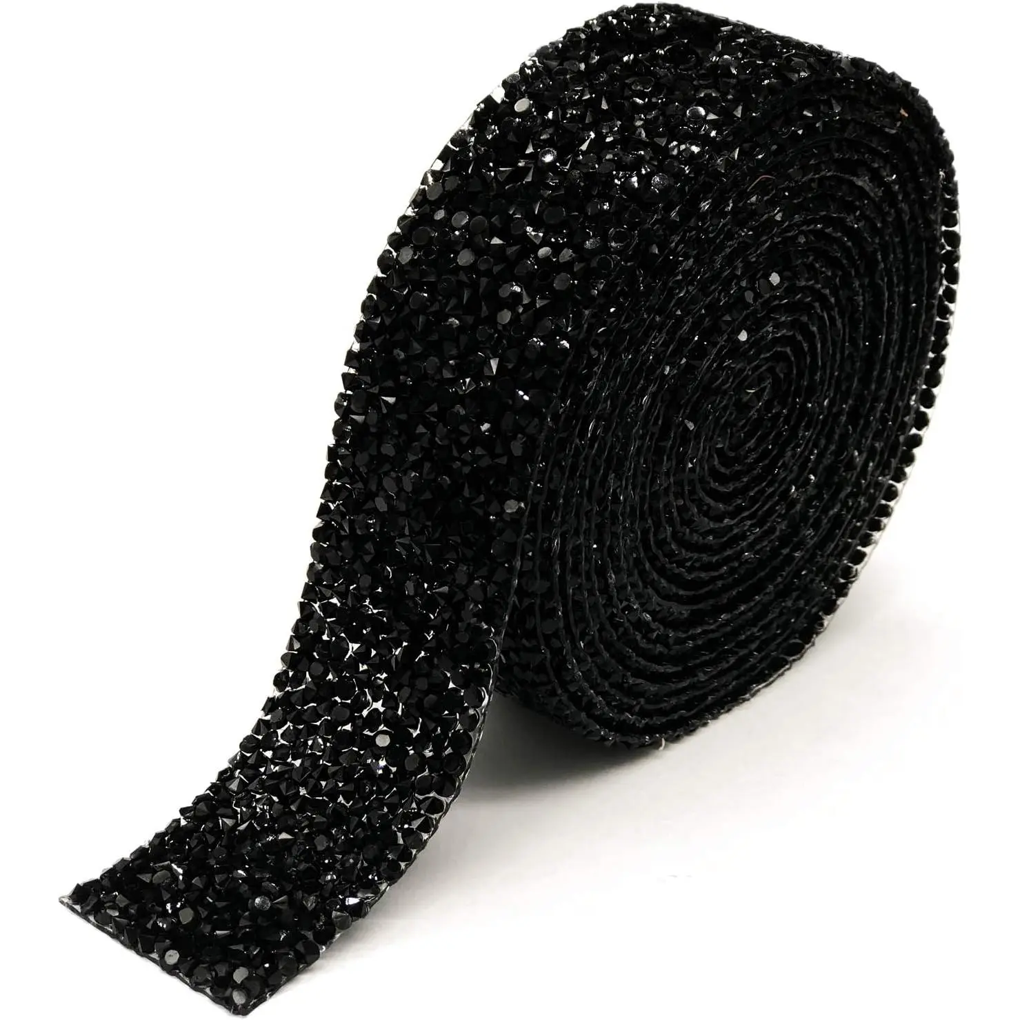 Rhinestone Ribbon Roll, Hotfix Rhinestone Wrap, Bling Mesh Wrap, Sewing Trim for Wedding Party Decoration (Black, 3CM / 1.18inch Width)