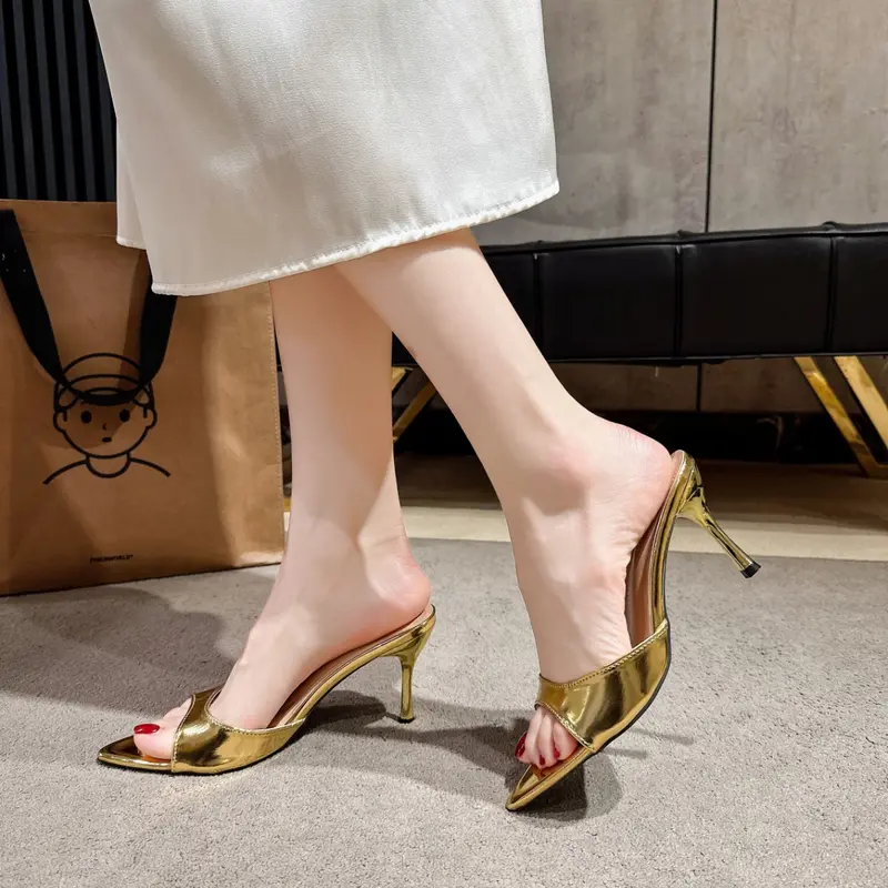 Summer Stiletto High Heel Party Sandals, Women's Dressy Sandals, Elegant Pointed Toe Slip-On Shoes, Comfortable Fashion Design for Casual & Formal Occasions, Elegant Fashionable Sandals