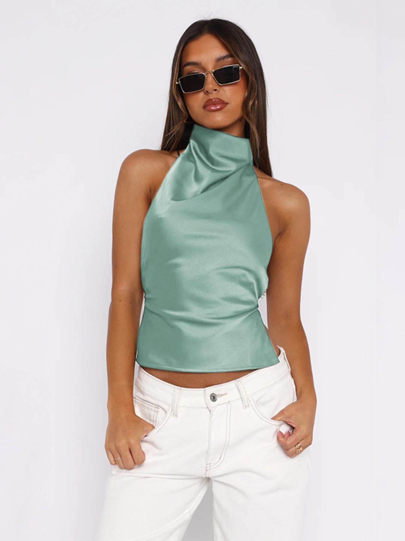 Women's Solid Color Tank Top, Casual Fashion Sleeveless Top for Daily Outdoor Wear, Women Clothing for Summer