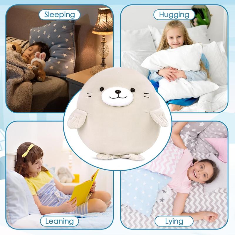 5Pcs Fat Seal Plush with 4 Babies Inside - 20" Giant Ultra Soft Seal Stuffed Animal Throw Pillow - Squishy Mother-Babies Collection Gift for Seal Lover,Kids,Boys, Gray