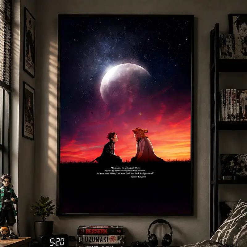 Goodbye Rengoku Kyoujurou Quotes Canvas Print Poster, Demon Slayer Anime Wall Art, Classic Fantasy Artwork, Manga Wall Decor, Japanese Anime Decor, Otaku Room Decor, Anime Fan Gift, Bedroom Gaming Room Decor, Vintage Anime Poster, Home Wall Decor