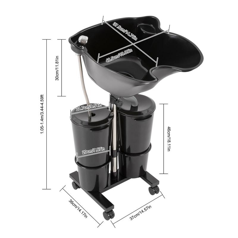 Portable Shampoo Bowl with Electric Pump, Hair Washing Station for Home & Barber Use, Portable Sink for Washing Hair with Dual-Bucket Design, Height Adjustable Stand
