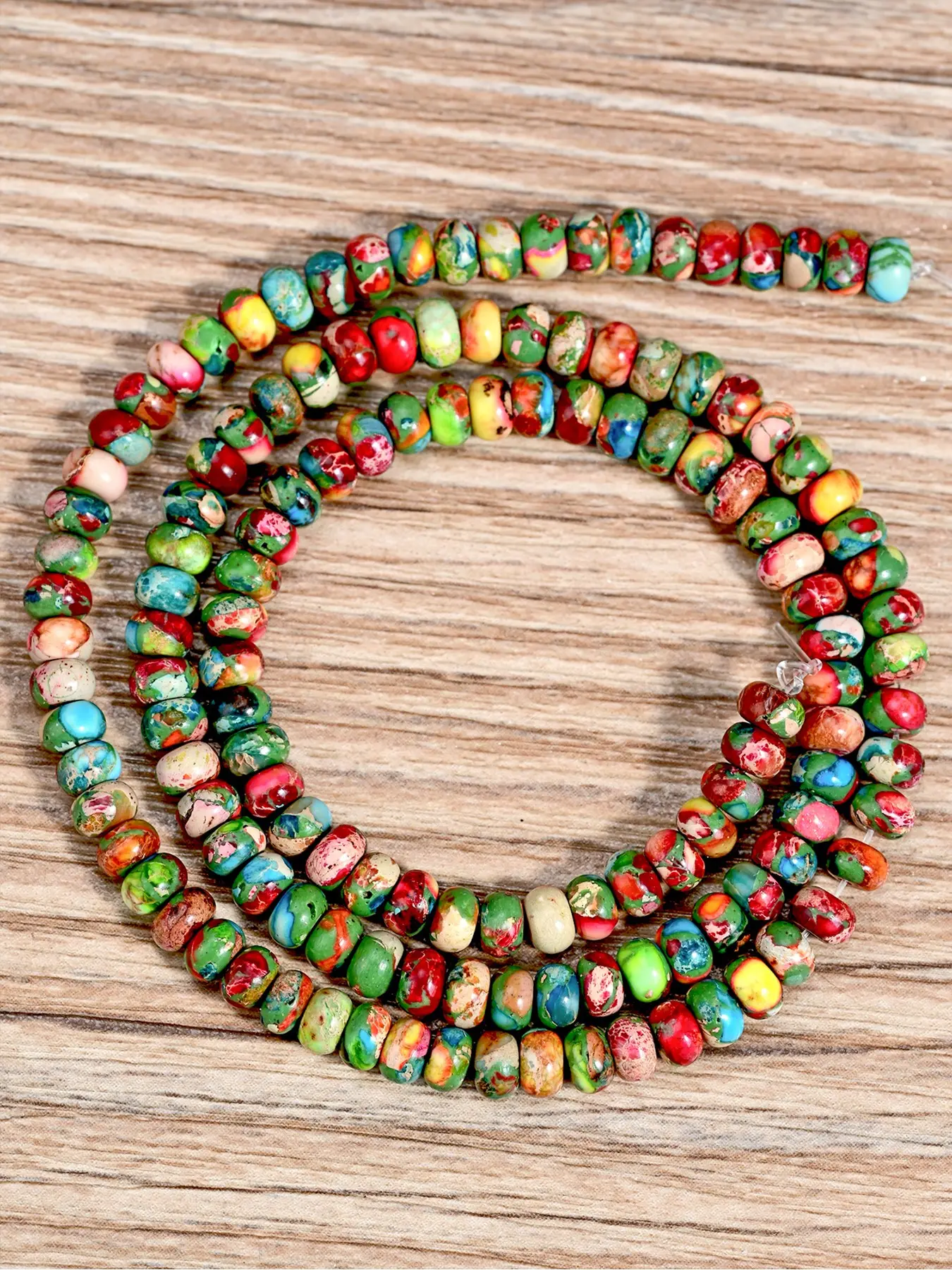 135pcs Boho Natural Imperial Jasper Spacer Beads, 4*2mm Larimar Gemstone Loose Beads for DIY Jewelry Making Crafts, Handmade Necklaces, Bracelets Accessories, Jewelry Making Supplies, Decoration Beads