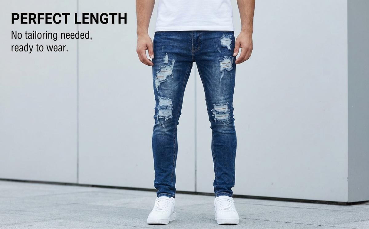Men’S Casual Slim-Fit Denim For Streetwear Fans Suitable For Daily Wear And City Use Medium Elasticity Medium Weight Soft And Comfortable With A Distressed Look Men’S Solid-Color Multicolor High Street Low Rise jeans