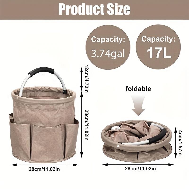 17L Cleaning Caddy with Handle, Cleaning Supply Caddy Foldable Cleaning Caddy Cleaning Products Organizers Portable Cleaning Bucket Organiser for Storing Towels Laundry Room Organiser