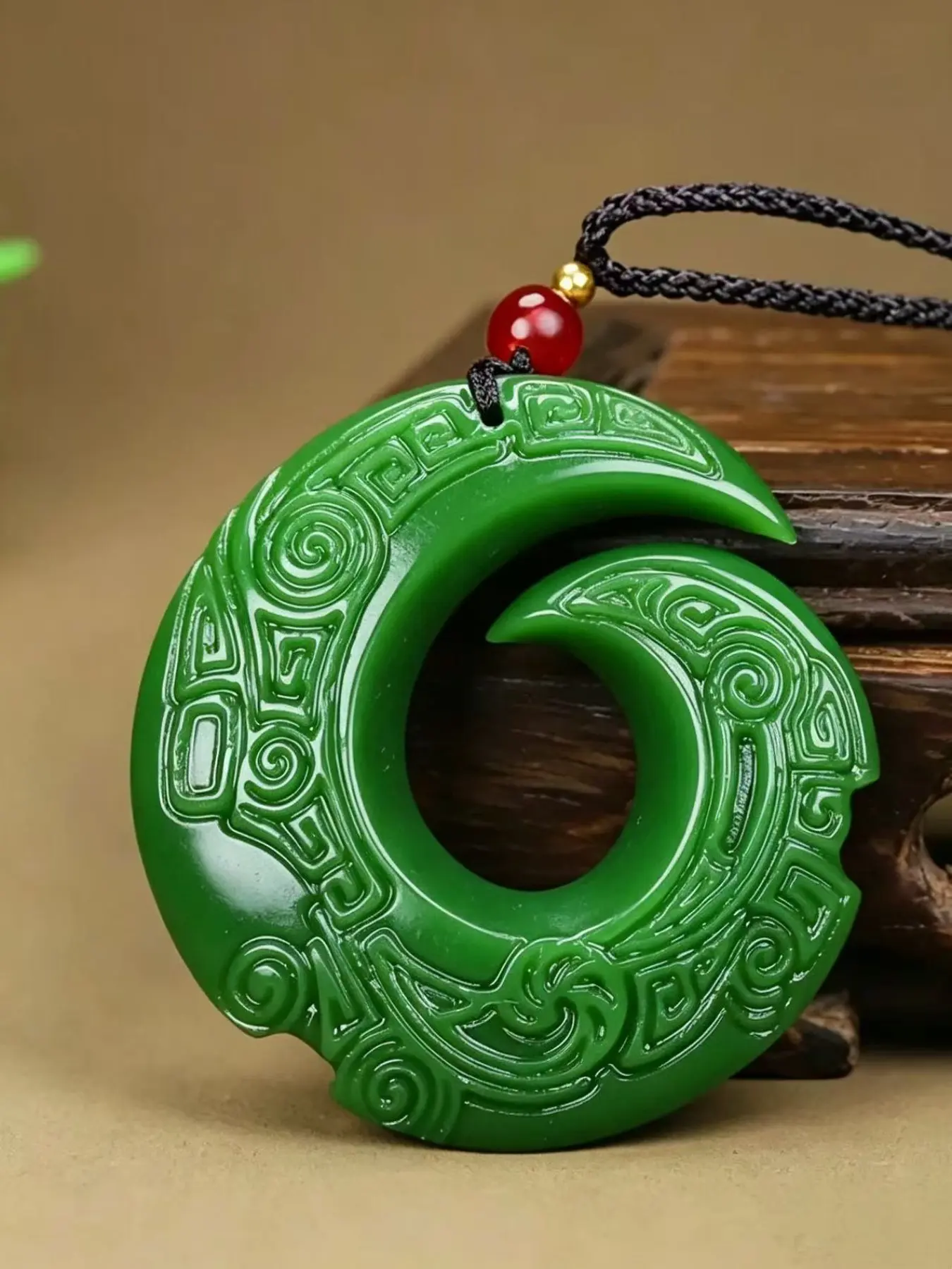 Lucky Dragon Hook Pendant Necklace, Blue and Porcelain Pendant, Natural Agate Beads, Attracts Wealth and Good Fortune