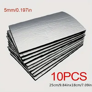10pcs Car Engine Cover Sound Insulation Panels, Thermal Insulation Material with Adhesive, 5mm Thick, for Cars and Trucks