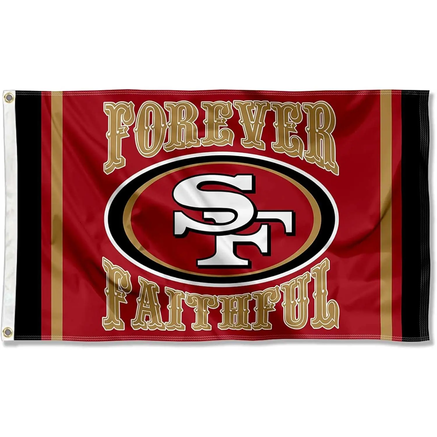San Francisco 49ers Forever Faithful Large Print Flag, 60x90cm/2x3ft Light Sports Collectible for Room Decor