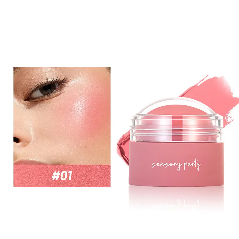 Pigmented Cream Blush Single Pan - Soft Natural Glow, Peach Orange Nude Shade, Daily Wear Makeup for Teen Girls, Alcohol-Free