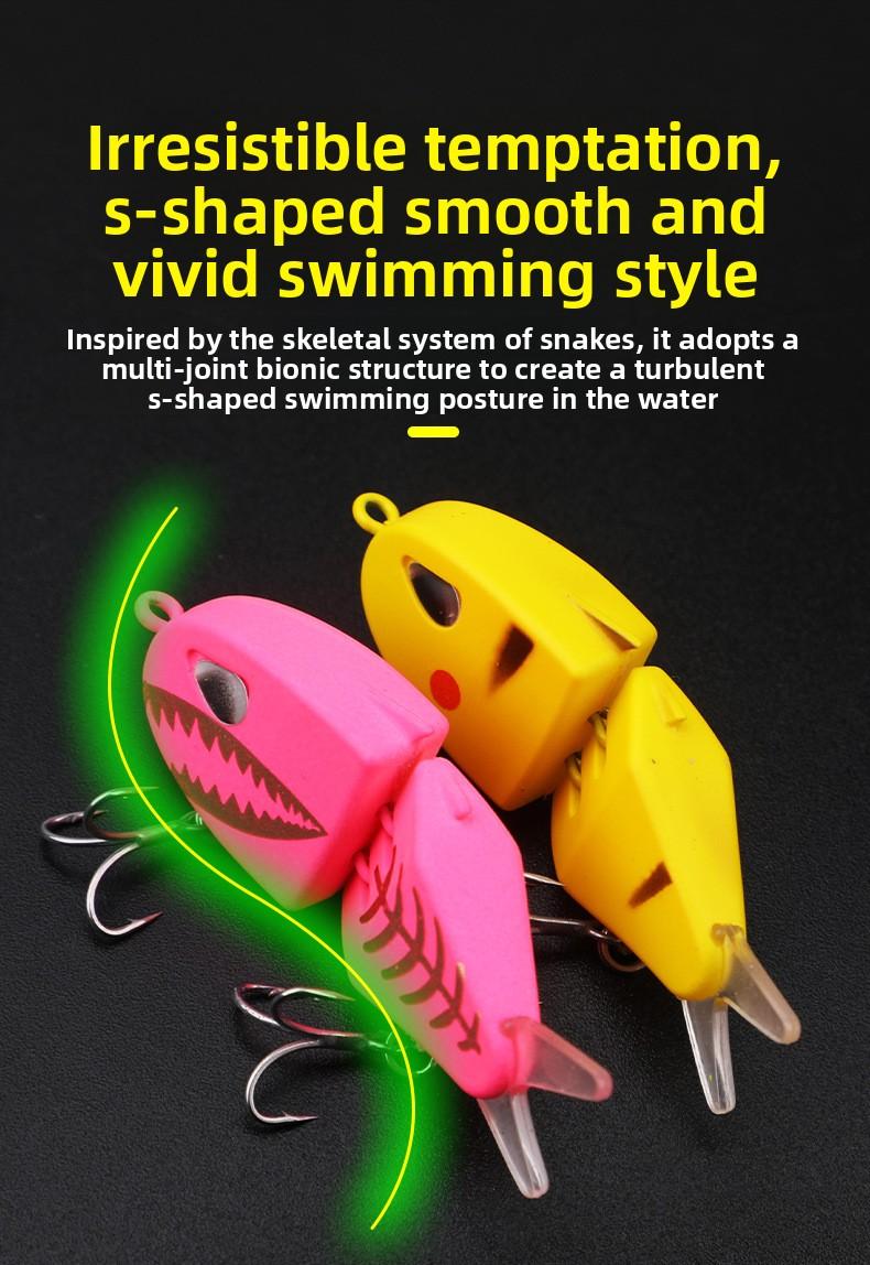 60mm Multi Jointed Fishing Lure Double Hooks Colorful Sinking Lure for Bass Trout