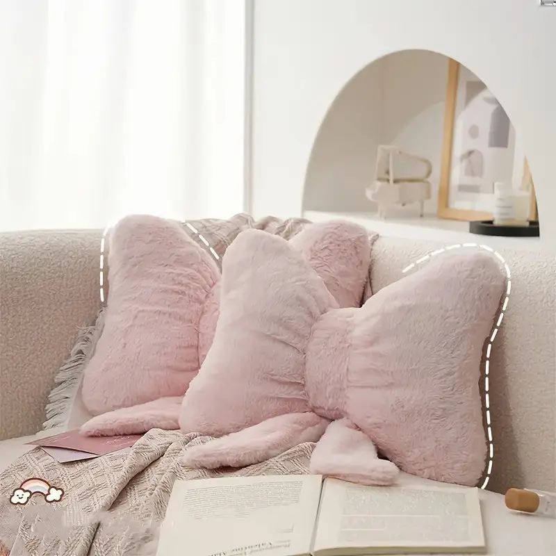 Soft Washable Bow Pillow, Valentine's Day Theme, Bedroom Sofa Decor, Ideal Gift, Floral Shape Cushion, Home Decoration, Soft Cushions